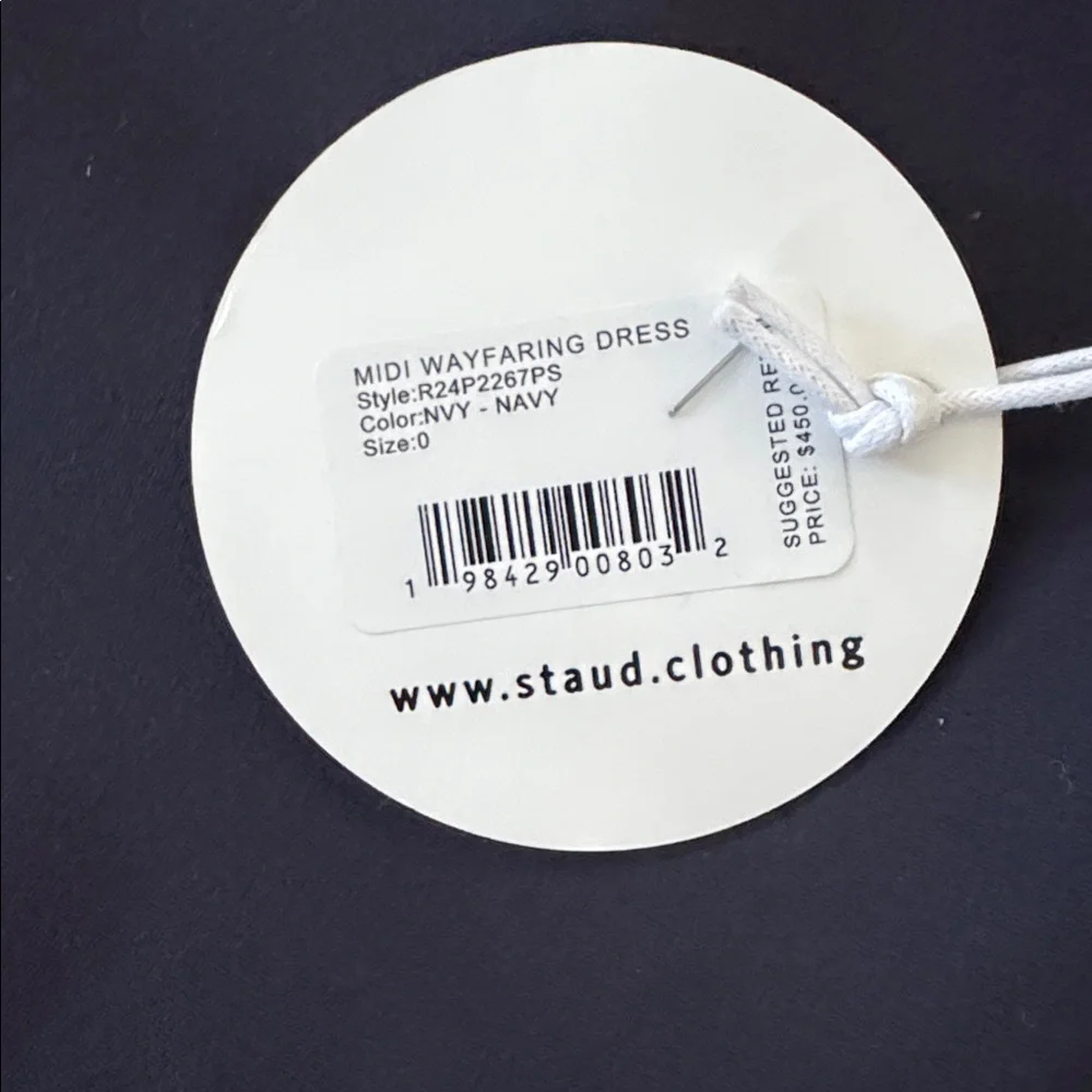 STAUD Navy Midi Wayfaring Dress. Size 0. NWT. - Picture 8 of 8